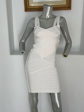 Stretta White Bandage Bodycon Mini Dress - Double Strap